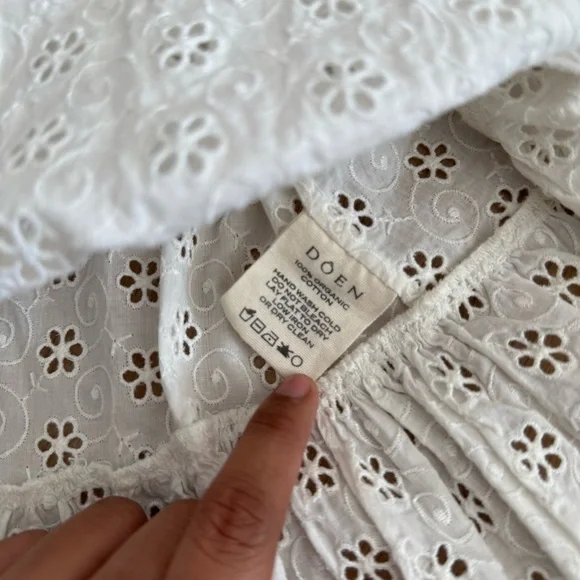 DOÊN Melaine Cotton Eyelet Dress in Salt - Small - Picture 9 of 9